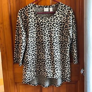 Chico’s black and silver leopard print blouse size 1
